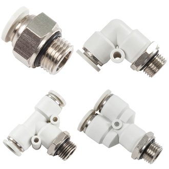 G, BSP, BSPP Thread White Push in Fitting with O-ring 